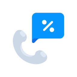 Blaues Icon eines Telefons mit Angebotanfrage