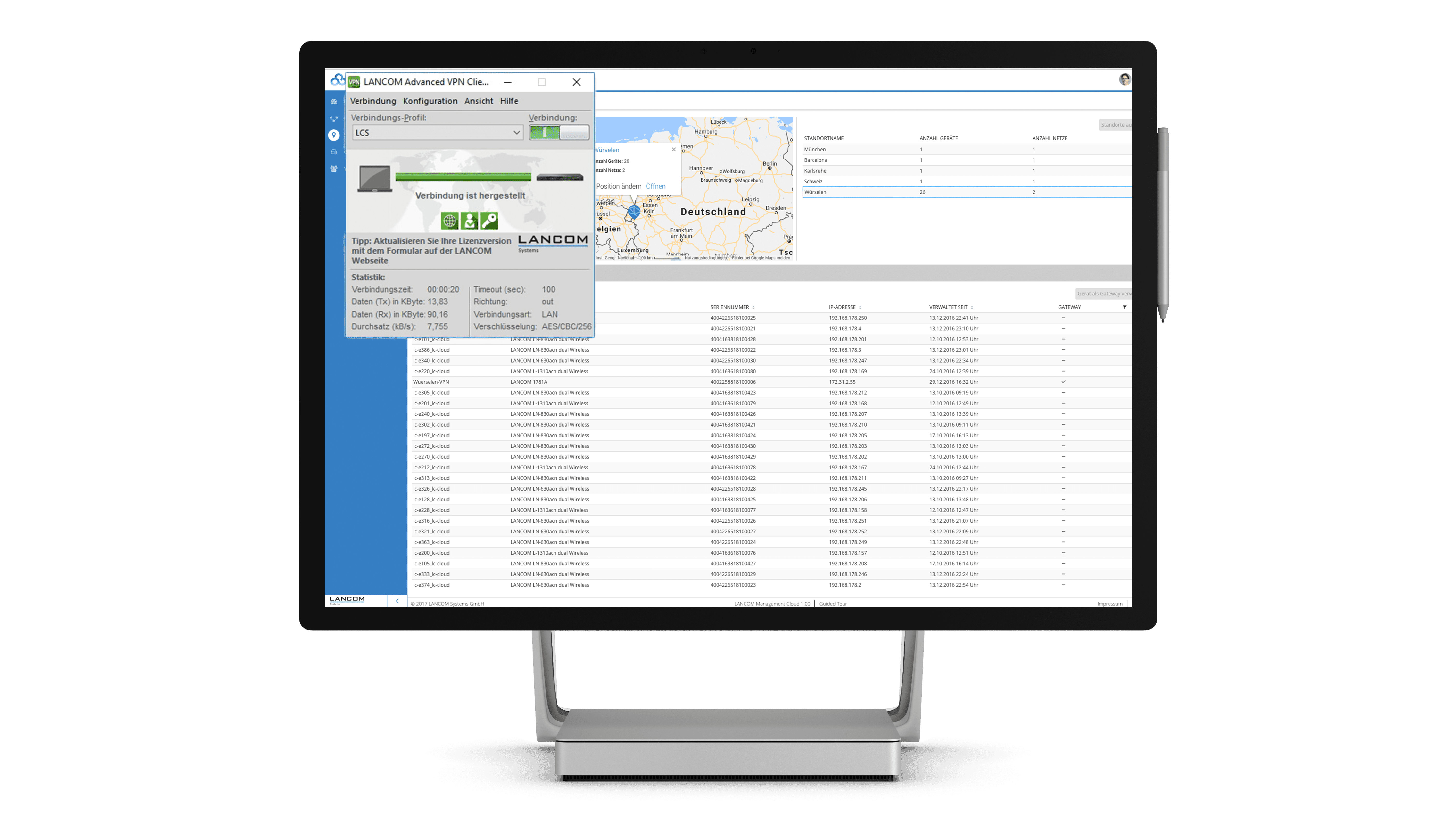 PC anscicht der Lancom Übersicht