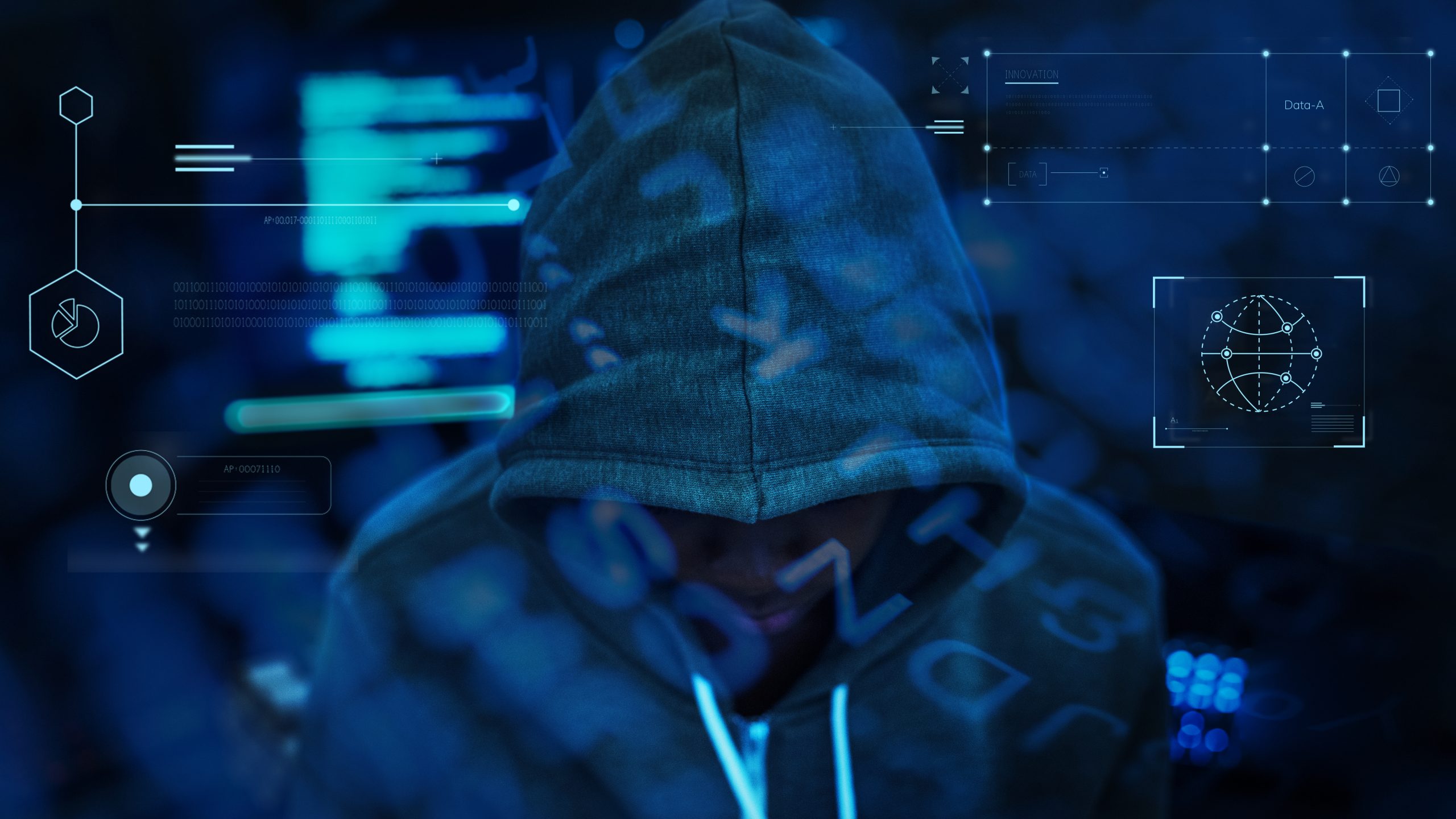 Hacker arbeiten in der Dunkelheit