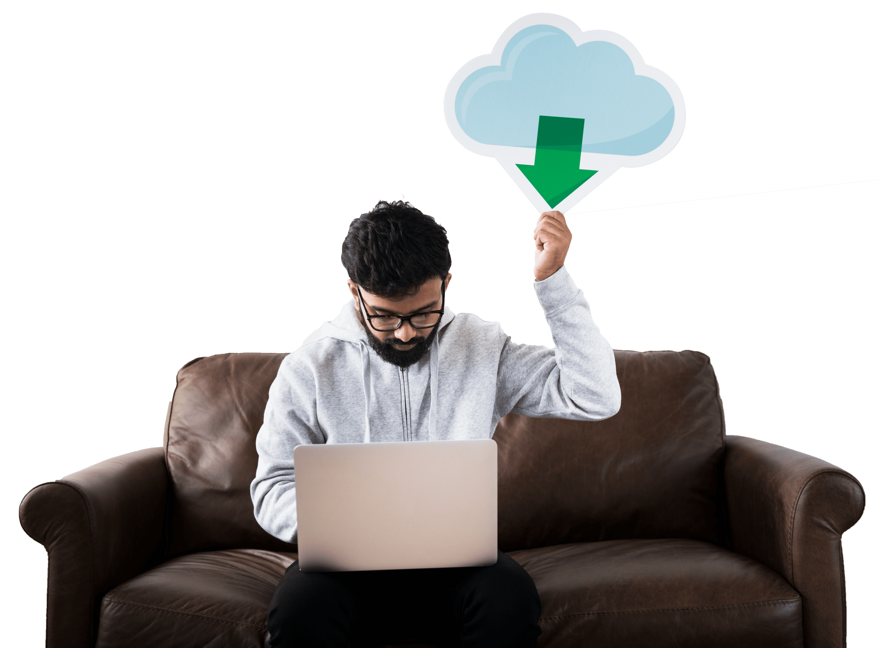 Herunterladen von Daten aus einem Cloud-Speicher durch einen Mann