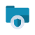 Blaues Icon eines Ordners mit Schild